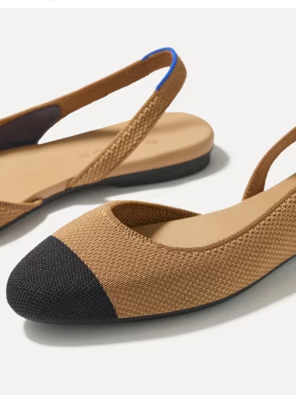 Rothy's Almond Slingback Flat in Tawny with Black Captoe - Picture 3 of 9